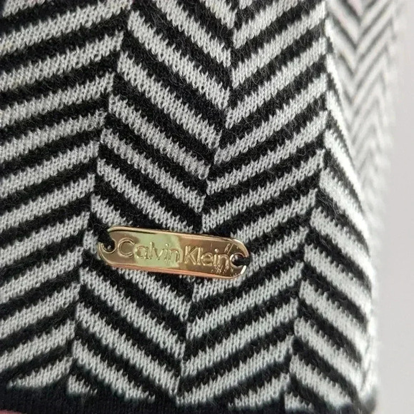 Calvin Klein Womens Sweater Houndstooth Large Pullover Cowl Neck Knit Texture - Picture 3 of 12